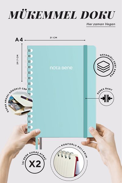 Victoria's Journals Nota Bene Spiral Premium Hard Cover Notebook, 21x29.7 cm, Striped