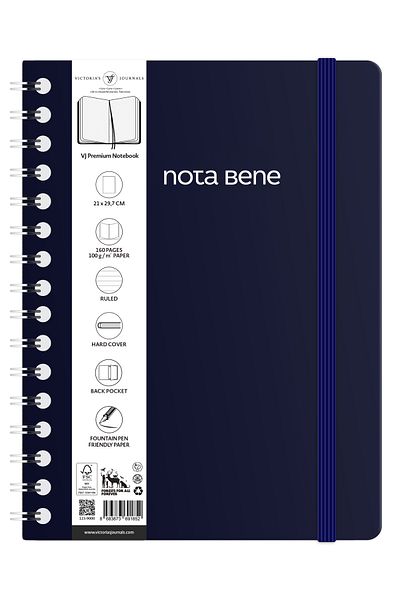 Victoria's Journals Nota Bene Spiral Premium Hard Cover Notebook, 21x29.7 cm, Striped