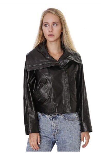 Franko Armondi Kadın Gerçek Deri Spor Oversize Mont Siyah Bk-1568 19947 Fa4