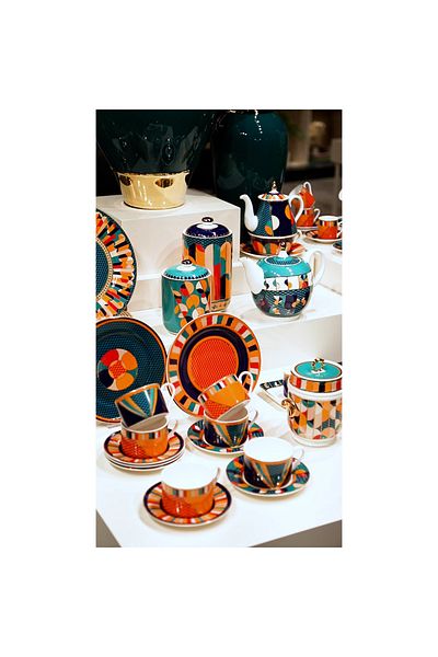 Lucky Art Leslie Bone - Set of 6 Geometric Patterned Coffee Cups