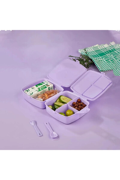 OYUNCAK STORE Pony Kids Lunch Box 4 Compartments with Fork and Spoon