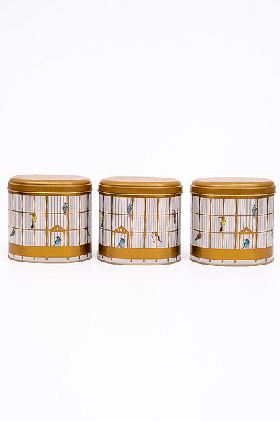 EVLE Erb07t7 Oval Metal Storage Container Set of 3, Bird Cage