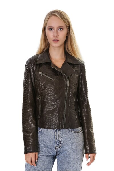 Franko Armondi Kadın Gerçek Deri Spor Luxury Biker Mont Kahve Bk-679 19943 Fa4