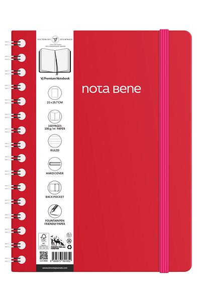 Victoria's Journals Nota Bene Spiral Premium Hard Cover Notebook, 21x29.7 cm, Striped