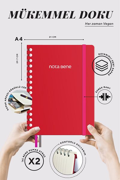 Victoria's Journals Nota Bene Spiral Premium Hard Cover Notebook, 21x29.7 cm, Striped