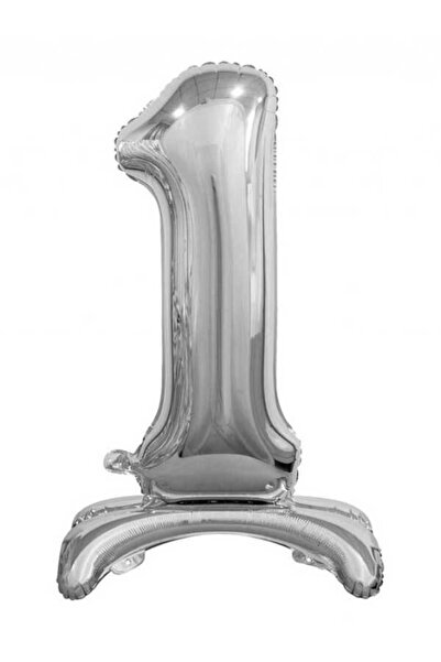 BEST PARTİ DOĞUM GÜNÜ PARTİ SÜSLERİ 1 Silver Color Footed Number Foil Balloon...