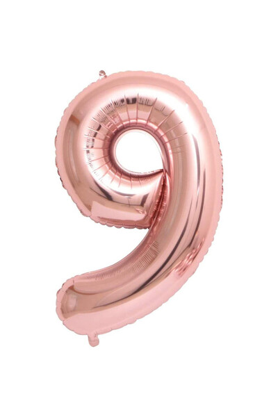 BEST PARTİ DOĞUM GÜNÜ PARTİ SÜSLERİ 9 Rose Gold Number Foil Balloons 80 cm