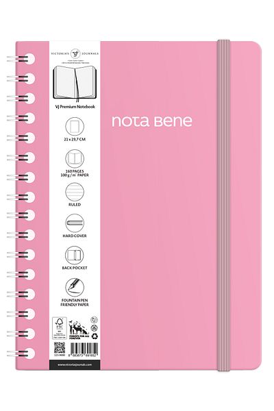 Victoria's Journals Nota Bene Spiral Premium Hard Cover Notebook, 21x29.7 cm, Striped