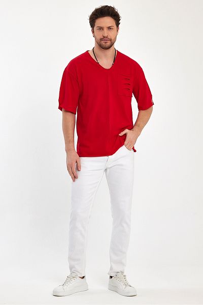 BABBOSS V-Neck Super Oversize T-shirt with Pocket Detail