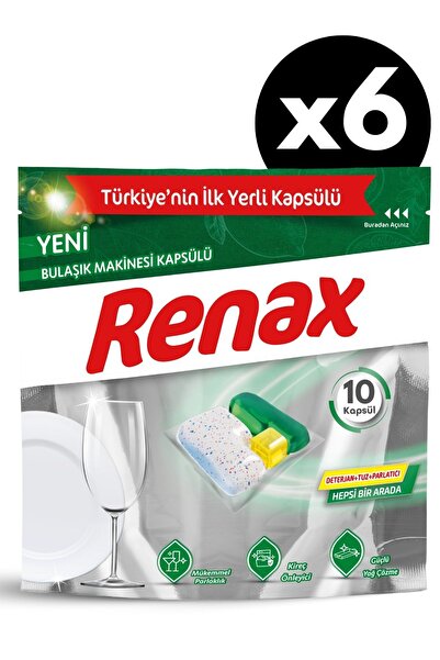 Renax Bulaşık Makinesi Kapsülü Hepsi Bir Arada 10 Lu x 6 Adet