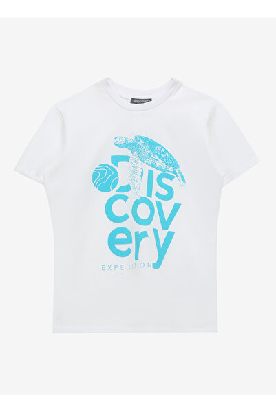 Discovery Expedition Kırık Beyaz Unisex Çocuk Bisiklet Yaka Basic Baskılı T-s...