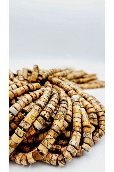 Yüksel Boncuk 6x3 mm Disc (Tree) Jasper Stone Natural Stone String