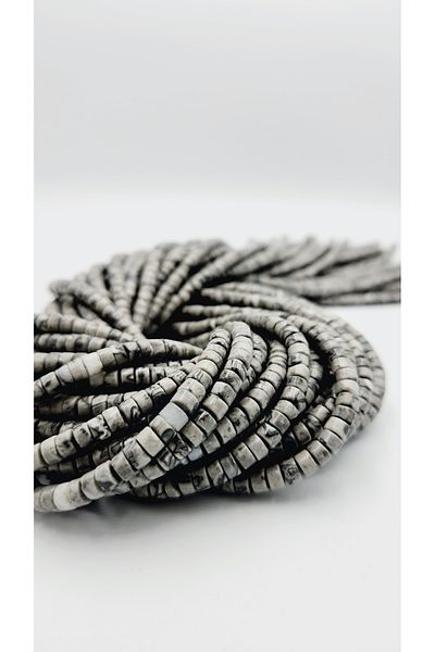 Yüksel Boncuk Ροδέλα 4x2 mm (Γκρι) Πέτρα Τζάσπερ Σειρά Φυσικής Πέτρας
