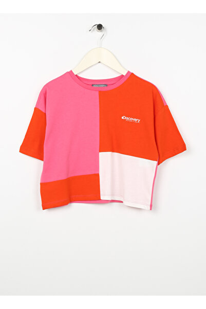 Discovery Expedition Fuşya Kız Çocuk Bisiklet Yaka Yarım Kollu Baskılı T-shir...