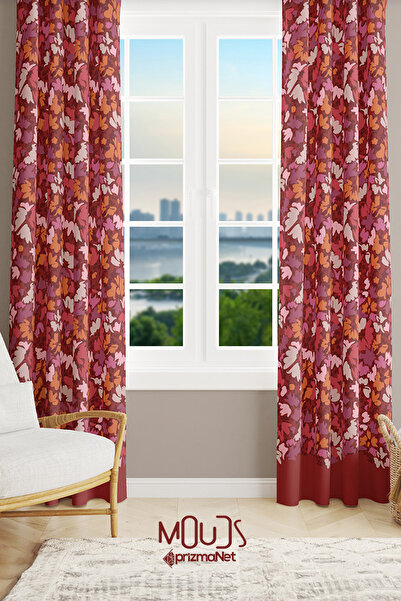 Moud's Burgundy 2 Візерунковий замшевий вітальня салон фон штори друкований е...