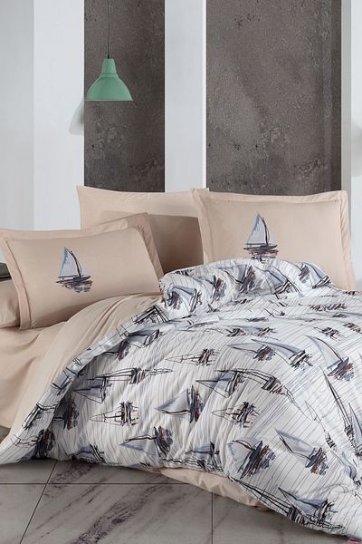 Hobby Milena Blue Ranforce - Double Duvet Cover Set