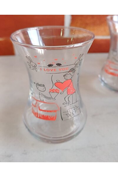 Keramika Fairy Tale Told with 6 Turkish Poetry Glass Tea Cup