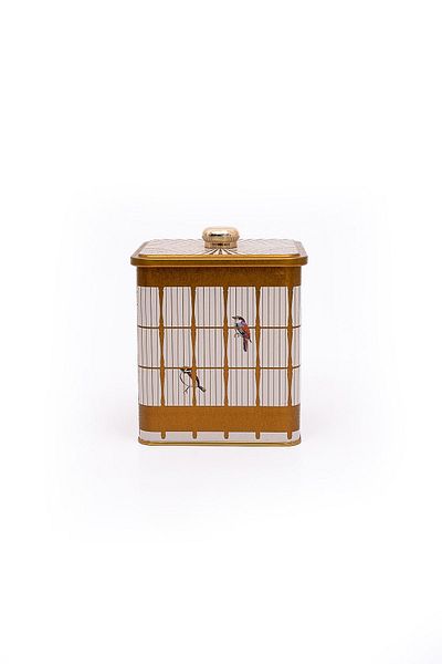EVLE Er023-t7 Bird Cage Patterned Square Metal Storage Container 12x12 Cm
