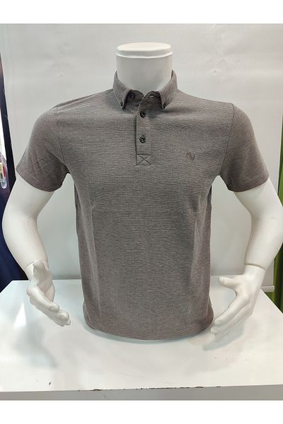 ADVANTE Мъжка тениска GÜNCÜOĞLU SLIM FIT с поло яка и гофретна материя