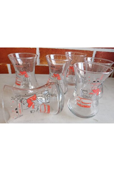 Keramika Fairy Tale Told with 6 Turkish Poetry Glass Tea Cup