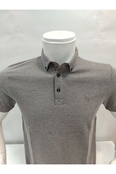 ADVANTE Мъжка тениска GÜNCÜOĞLU SLIM FIT с поло яка и гофретна материя