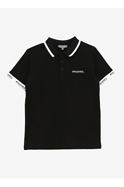 Discovery Expedition Siyah Erkek Çocuk Polo Yaka Basic Baskılı T-shirt D4sb-t...