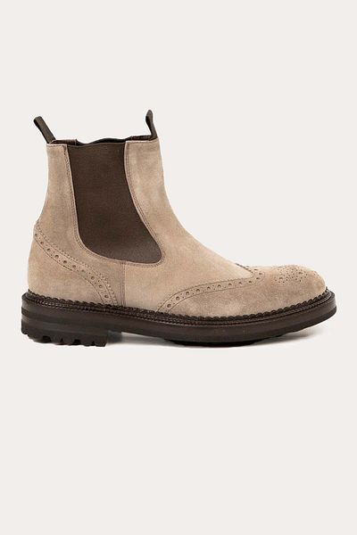 Green George Beige Suede Boots - 7.5 cm, Rubber Band