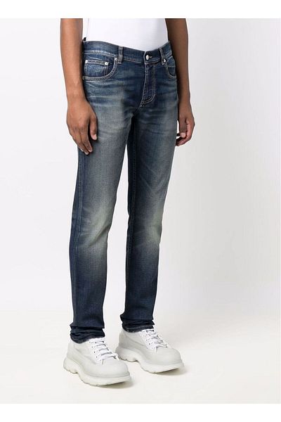 ALEXANDER MCQUEEN Blue Logo Jean Pants