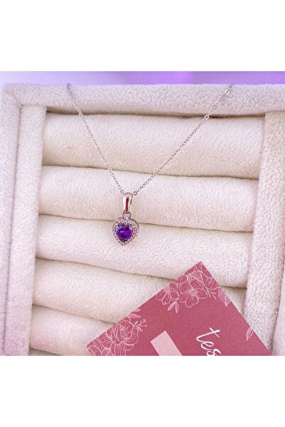 Alsem قلادة بتفاصيل قلب مطلية بالفضة/الذهب، قلادة مطرزة على شكل قلب وردي، قلا...