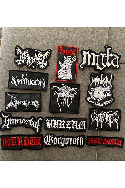 icase Set de 5 Black Metal Band Mayhem - Watain Burzum Venom Bathory Marduk Mgla Windir Beherit Peç Yama