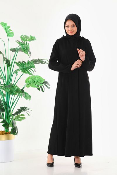GÜLSEMALİ Luxury and Stylish Suede Ferace Hijab Outerwear Hooded