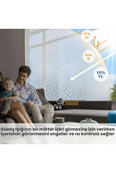 TechnoSmart 60cmx100cm Buzlu Desenli Cam Kaplama Filmi Statik Duşa Kabin Ofis Dekorasyon Folyo