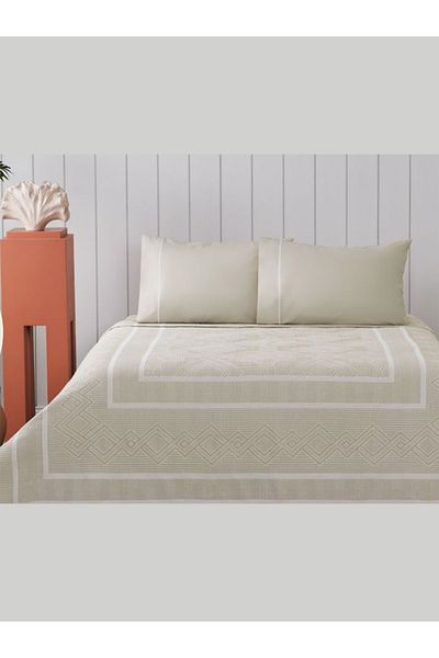Taç Pique Set Jacquard Anetta Beige Single