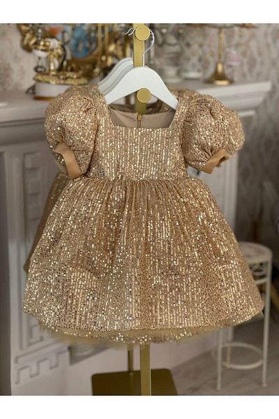 İPEKACOUTURE Κορίτσι - GOLD Χρυσό Φόρεμα