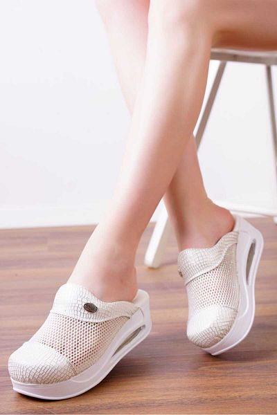 blumsaboterlik Papuci de mireasa cu design special din plasa alba (confortabili, ortopedici si structura anatomica)
