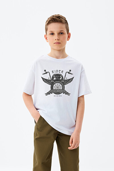 MYADA Tricou pentru băiat cu imprimeu Rider Written Motocicletă