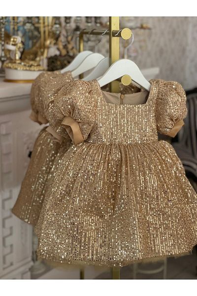 İPEKACOUTURE Κορίτσι - GOLD Χρυσό Φόρεμα