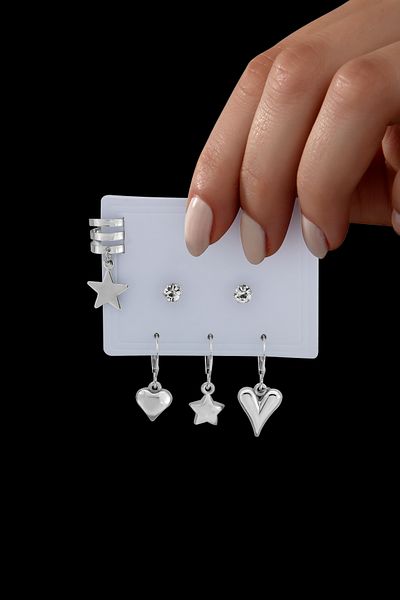 Ressia Steel Colorfast 6-Piece Earrings and Cartilage Set