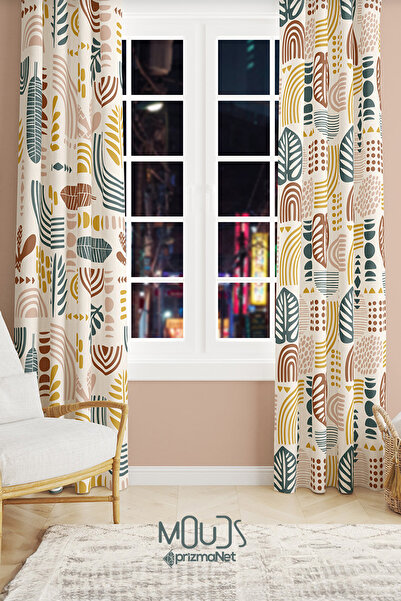 Moud's Есенна абстрактна шарка от велур за хол, фон за хол, завеса Extrafor G...