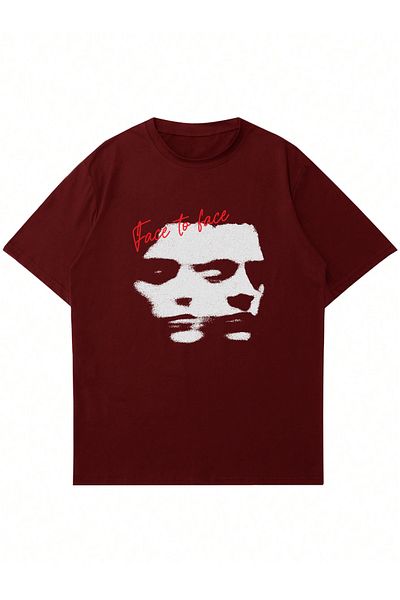 Mad&Calf Μπλουζάκι Unisex Face 2 Face Printed Crew Neck Oversize