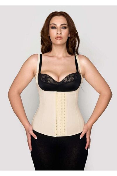 DC Belly And Belly Area Slimming Firming Shaping Latex Corset With 7 Steel Underwire Suspenders