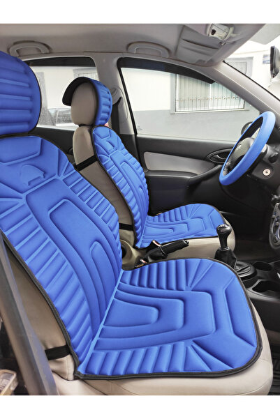 REPLAX 2,Li Oto Koltuk Kılıfı Minder Alkantra Kumaş Mavi Renk + Slikon Direksiyon Kılıfı