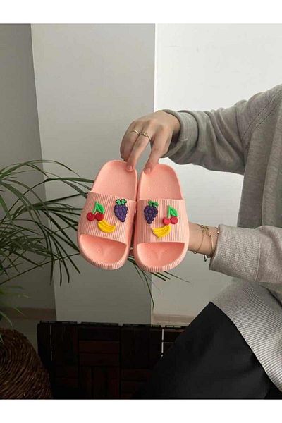 Behtah Kundura Girl's 6-Piece Fruity Jibbitz Decorated Gift Closed Front Garden Pool Daily Sandals Slippers