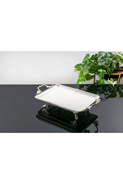 BULUTHOMEAKSESUAR حامل عرض بمقبض مستطيل من البورسلين مقاس 30 × 22 سم فضي