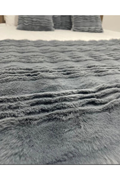 Hayal Home Pelüş yatak runner ve yastık takımı