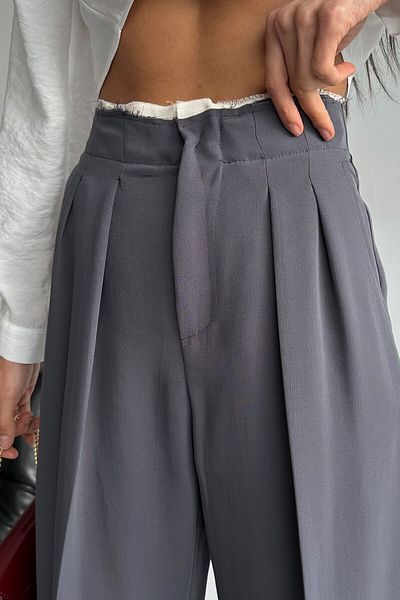 LB Laluna Butik Women's Waist Detailed Double Leg Pleated Draped Fabric Trousers