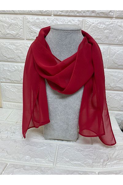 sema aksesuar Long Red Chiffon Plain Scarf - Shawl - 23 April, 29 October, 19 May, 30 August - Event Show