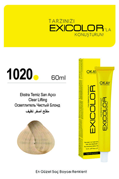 Exicolor 1020 EKSTRA TEMİZ SARI AÇICI Kalıcı Krem Saç Boyası 60ml