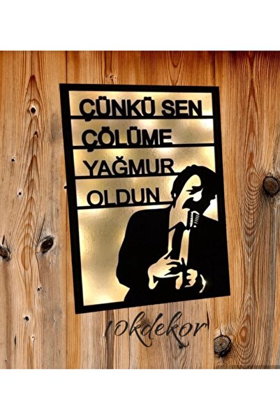 10kdekor Müslüm Gürses Silüeti Ledli Işıklı çünki sen çölüme yağmur oldun