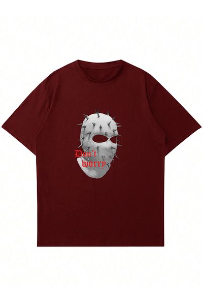 Mad&Calf Μάσκα Unisex Μην ανησυχείτε Μπλουζάκι με στάμπα με λαιμόκοψη
